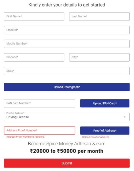 spice money registration